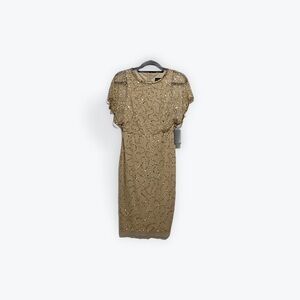 Adrianna Papell Gold Sequin Midi Dress NWT